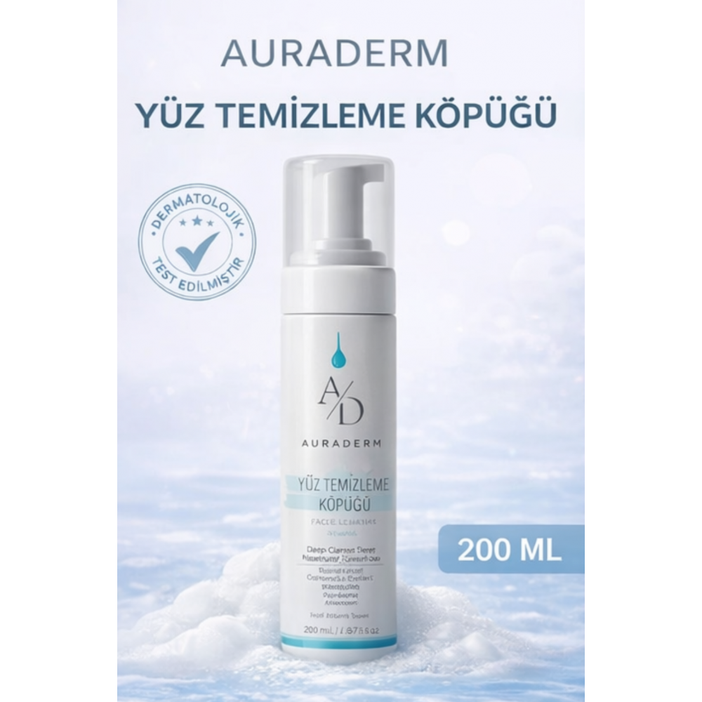 Auraderm Yüz Temizleme Köpüğü 200 ML | Hassas Ciltler İçin